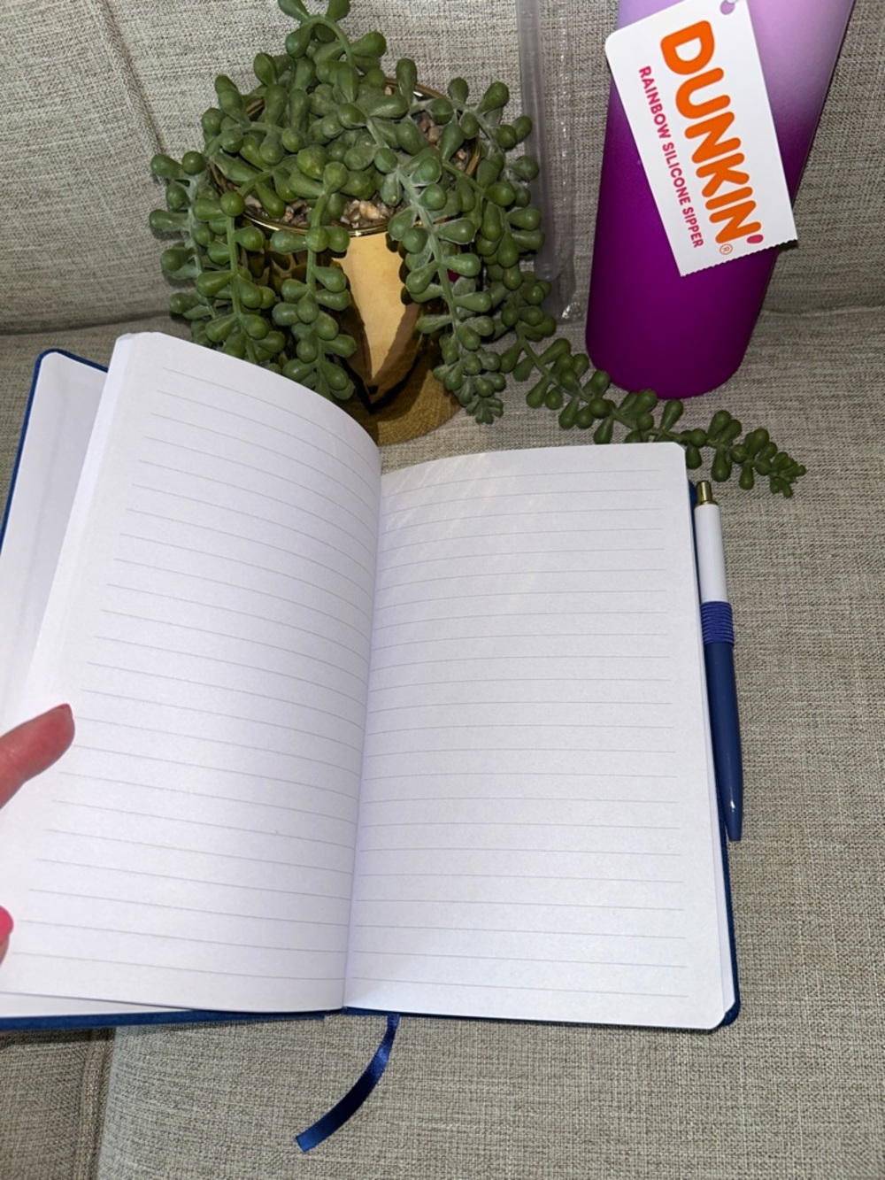 Dunkin Pink Gradient Tumbler - Tall Insulated Travel Cup and Blue journal - Picture 2 of 6